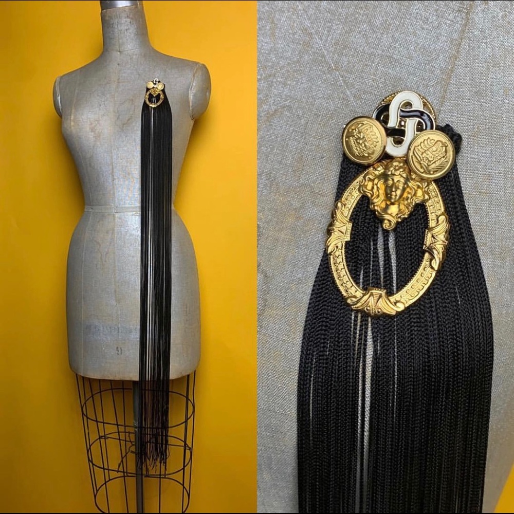 Mega Fringe Brooch w/ Military Buttons